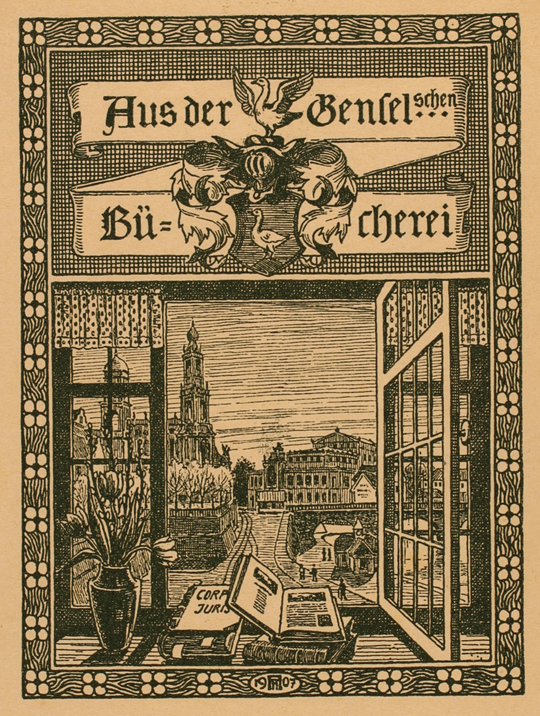 Art exlibris Exlibris By Unbekannt For B cherei Gensel