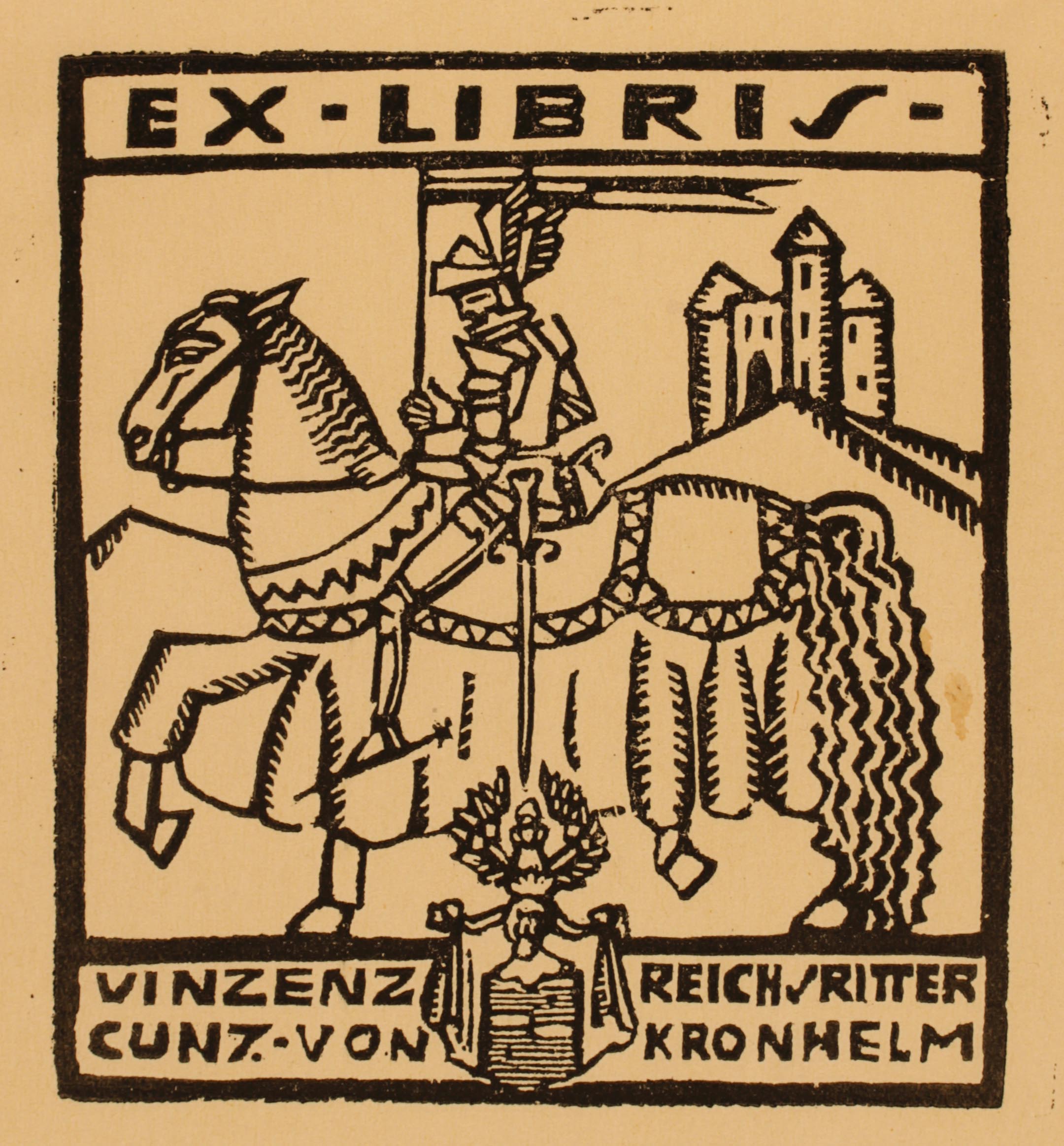Art exlibris Exlibris By Unbekannt For Vinzenz Cunz Kronhelm