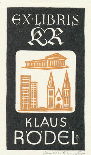 Exlibris by Hans Michael Bungter from Germany for Klaus Rödel - Architecture Literature 