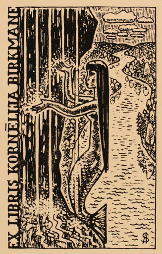 Exlibris by A. I. J. Schellart from Netherland for Kornelija Birkmane - Mermaid 