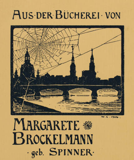 Exlibris by Walter Caspari from Germany for Margarete Brockelmann - City 