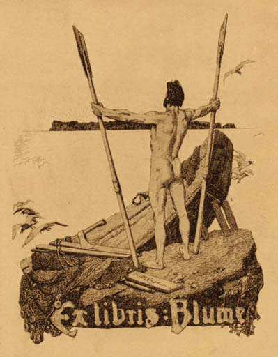 Exlibris by ? Eye from Unknown for Dr. Gernot Blum - Man Maritime 