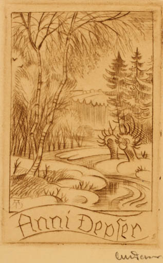 Exlibris by ? Unbekannt from Unknown for Anni Depser - Scenery/Landscape 