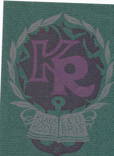 Exlibris by Christian Blæsbjerg from Denmark for Klaus Rödel - Book Monogram 