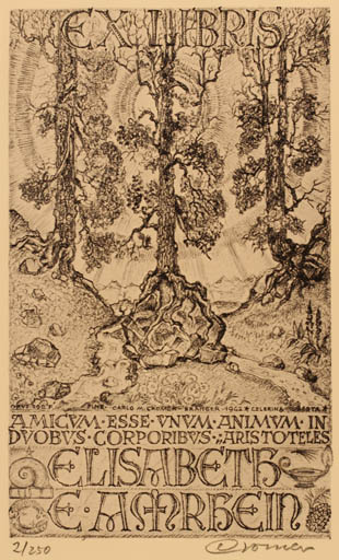 Exlibris by Carlo M. Cromer from Schwitzerland for E. Amrhein - Scenery/Landscape 
