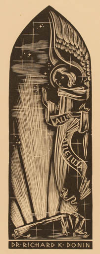 Exlibris by Erna Lang from Austria for Dr. Richard Donin - Angel 