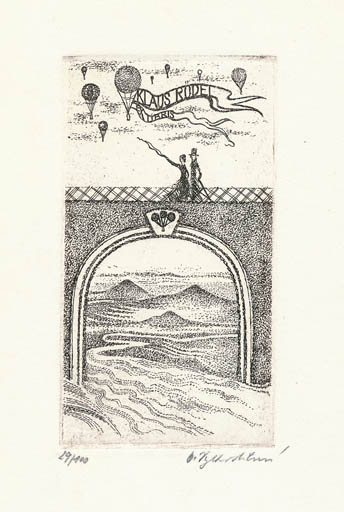 Exlibris by Olga Vychodilova from Czechoslovakia for Klaus Rödel - Scenery/Landscape 