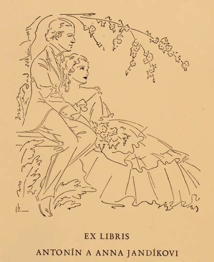 Exlibris by ? Unbekannt from Unknown for Antonin a Anaa Jandikovi - Couple Romance 