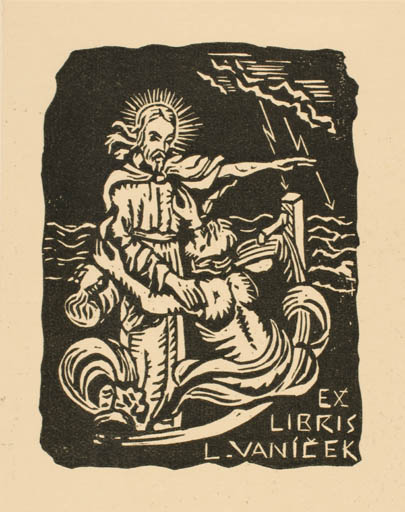 Exlibris by ? ? from Unknown for ? L. Vanicek - Man Maritime Religion 