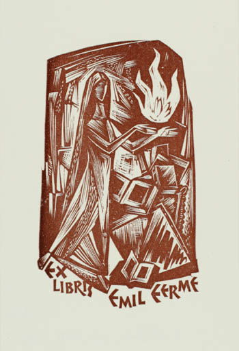 Exlibris by Henno Arrak from Estonia for Emil Eerme - Abstract Book Woman 