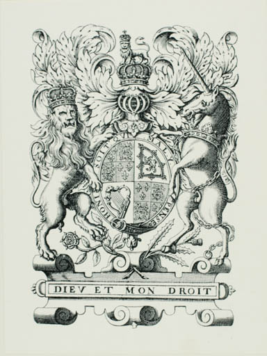 Exlibris by ? ? from Great Britain for Konge Charles ll - Unicorn Heraldry Historical Person Regent/royalty 