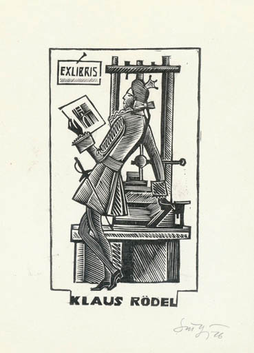 Exlibris by Stefan F. Turow from Soviet Union for Klaus Rödel - Literature Printing technique 