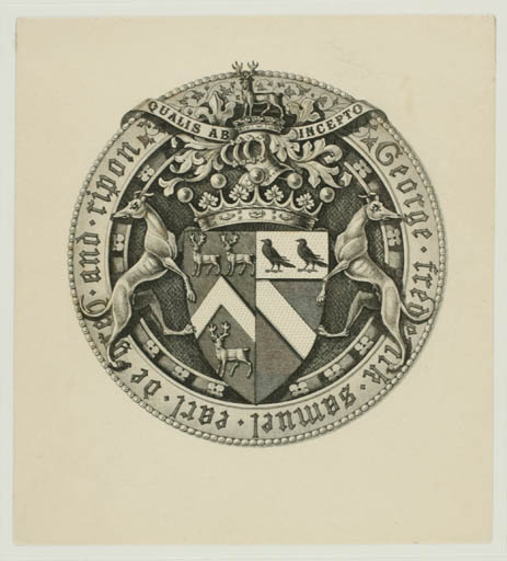 Exlibris by ? ? from Great Britain for George Frederik Samuel Robinson - Heraldry Historical Person Regent/royalty 