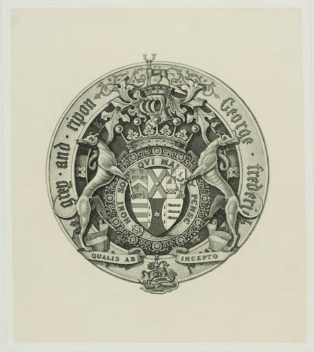 Exlibris by ? ? from Great Britain for George Frederik Samuel Robinson - Heraldry Historical Person Regent/royalty 