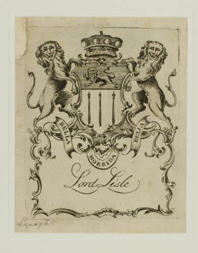 Exlibris by ? ? from Great Britain for Philip Sidney - Heraldry Historical Person 