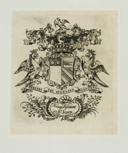 Exlibris by ? ? from Great Britain for St. John Henry Viscount - Heraldry Historical Person Regent/royalty 