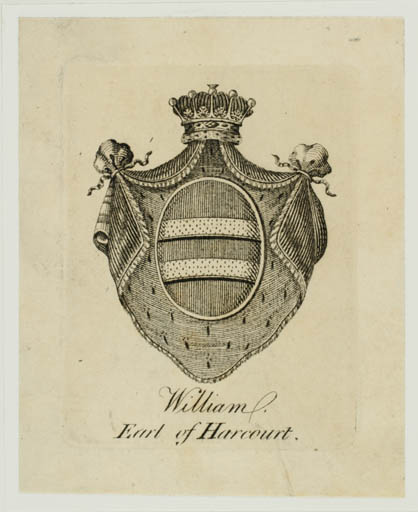 Exlibris by ? ? from Great Britain for Field Marshal William Earl Harcourt - Heraldry Regent/royalty Historical Person 