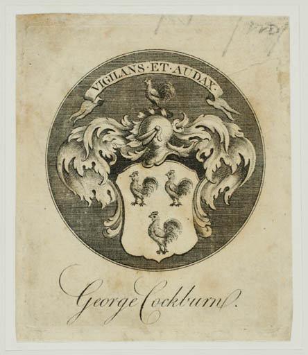 Exlibris by ? ? from Great Britain for George Cockburn - Heraldry Historical Person 