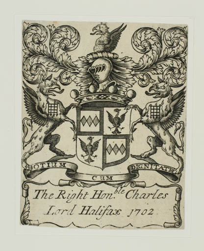 Exlibris by ? ? from Great Britain for Charles Montaque - Heraldry Historical Person Regent/royalty 