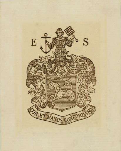 Exlibris by Johannes Britze from Denmark for Erik Scavnius - Heraldry Historical Person 