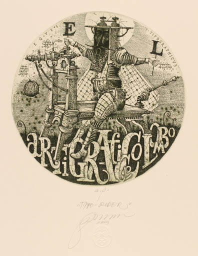 Exlibris by Oleg Denysenko from Ukraine for ? ? - Surrealism 