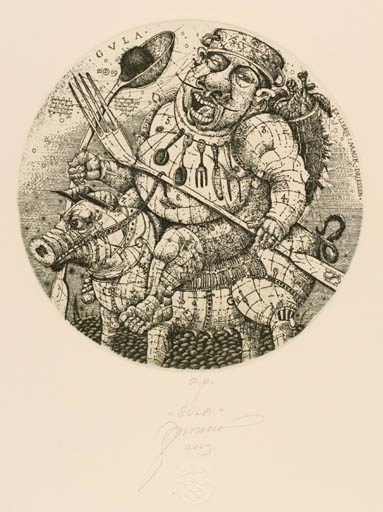 Exlibris by Oleg Denysenko from Ukraine for Mauk Driessen - Fauna Food Man 