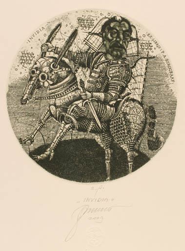 Exlibris by Oleg Denysenko from Ukraine for P.A Burggraaf - Horse Man Knight 