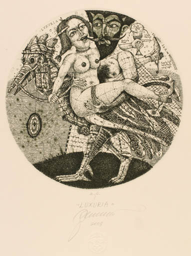 Exlibris by Oleg Denysenko from Ukraine for Agaat und Jos Van Waterschoot - Erotica Surrealism 