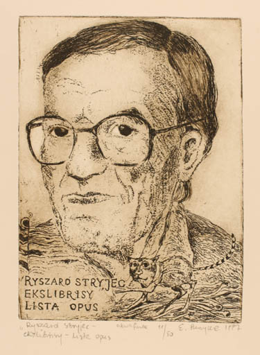 Exlibris by Edyta Purzycka from Poland for Ryszard Stryjec - Man Portrait 