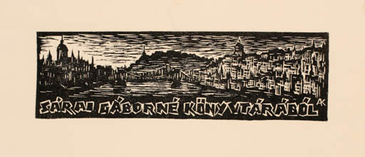 Exlibris by Kàroly Andrusko from Yugoslavia for Sárai Gáborne Könyvtárából - City Scenery/Landscape 