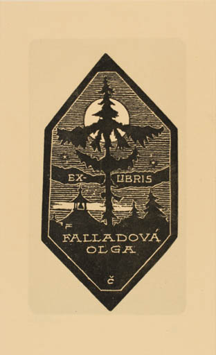 Exlibris by Bohumir Cap from Czech Republic for Olga Falladova - Tree 