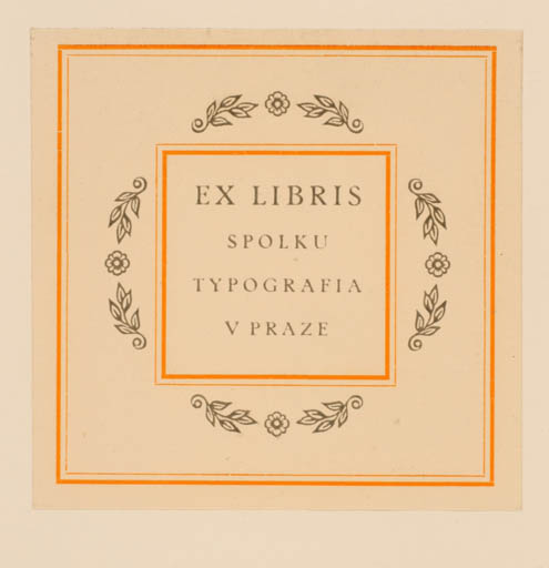 Exlibris by J. Dyntar from Czech Republic for ? Spolka Typografia v Praze - Text/Writing 