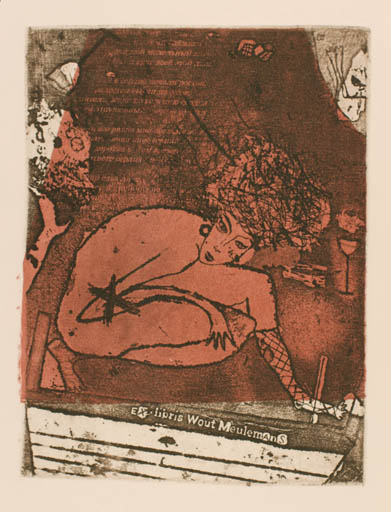 Exlibris by Irina Yelagina from Russia for Wout Meulemans - Woman 