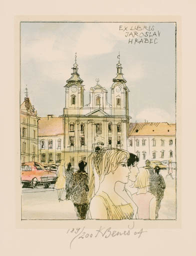 Exlibris by Karel Benes from Czech Republic for Jarolav Hrabec - City 