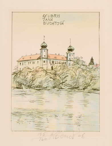 Exlibris by Karel Benes from Czech Republic for Jana Buchtova - Castle/Palace 