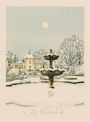 Exlibris by Karel Benes from Czech Republic for S. M. - Castle/Palace 