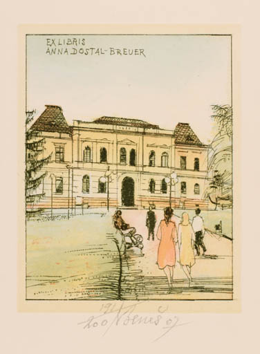 Exlibris by Karel Benes from Czech Republic for Anna Dostal-Breuer - Architecture 