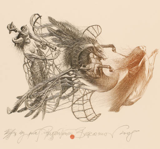 Exlibris by Robert Evgeny Baramov from Bulgaria for ? ? - Fairytale/fable Fable Animal Fauna 