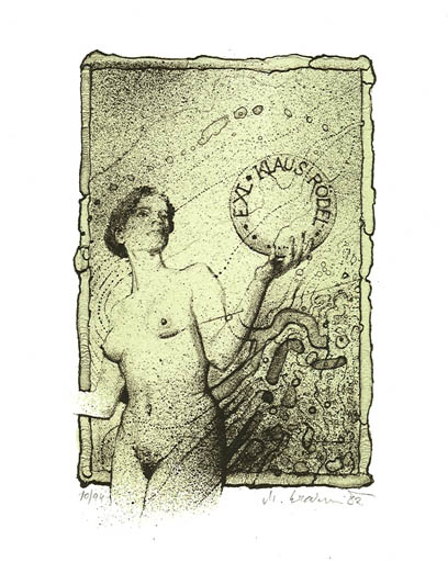 Exlibris by Milan Erazim from Czechoslovakia for Klaus Rödel - Woman 