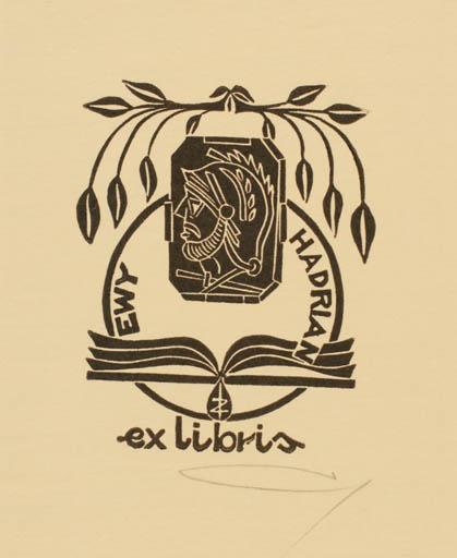 Exlibris by Zbigniew Jozwik from Poland for Ewy Hadrian - Book Flora Portrait 