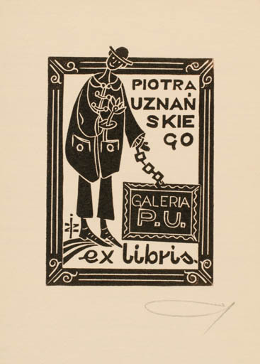 Exlibris by Zbigniew Jozwik from Poland for Piotra Uznango - Man 