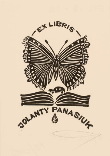 Exlibris by Zbigniew Jozwik from Poland for Jolanty Panasiuk - Book Insect Butterfly 