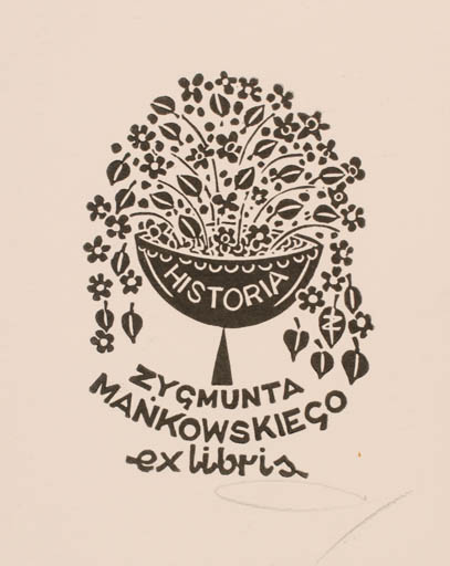 Exlibris by Zbigniew Jozwik from Poland for Zycmunta Mankowskiego - Flower 