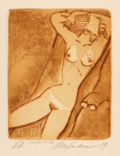 Exlibris by Gennadij Alexandrov from Czech Republic for Jiri Chrtek - Woman Nude 