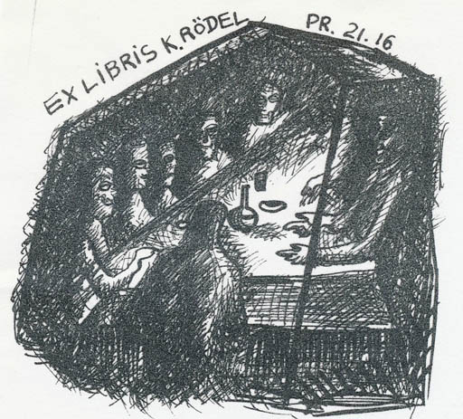 Exlibris by Jurij W. Kuznetsow from Soviet Union for Klaus Rödel - Group 