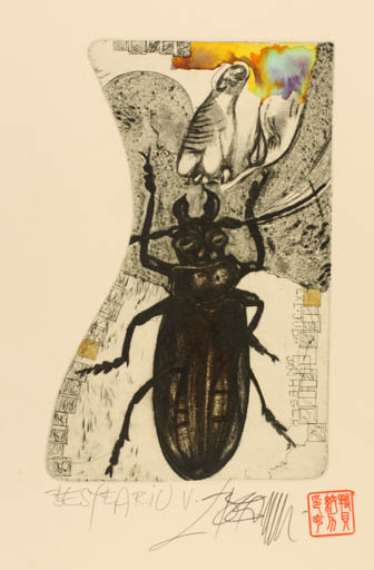 Exlibris by Leo Bednarik from Slovak Republic for JUDr. Jan Heger - Insect 