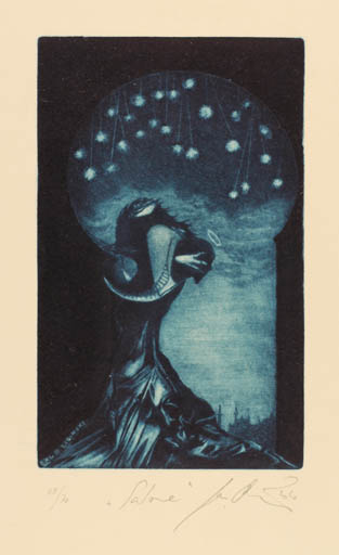 Exlibris by Jan Cernos from Czech Republic for B Cizinski - Cosmos Woman 