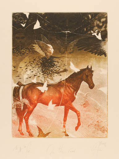 Exlibris by Peter Velikov from Bulgaria for Guus Willemsen - Fauna Horse Insect Horseman/Rider Surrealism 