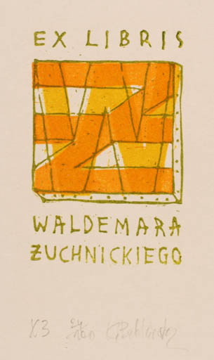 Exlibris by Kazimierc Babkiewicz from Poland for Waldemar Zuchnicki - Monogram 