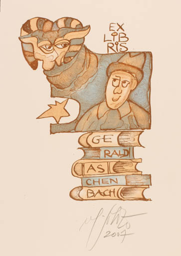 Exlibris by Vlastimil Sobota from Czech Republic for Gerald Aschenbach - Book Fauna Man 